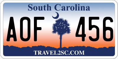 SC license plate AOF456