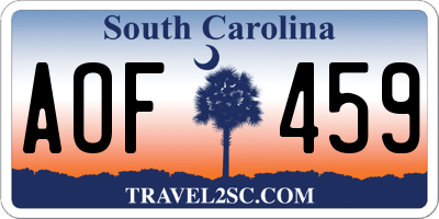 SC license plate AOF459