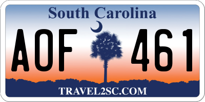 SC license plate AOF461