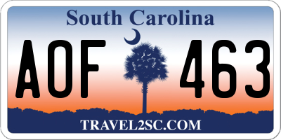 SC license plate AOF463