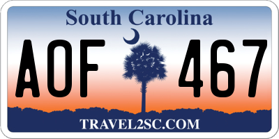 SC license plate AOF467