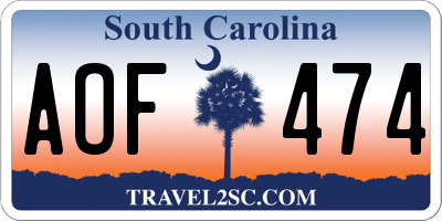 SC license plate AOF474