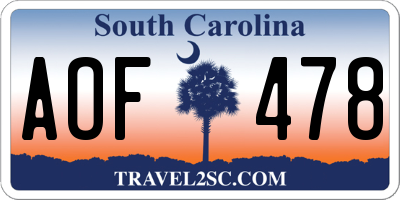 SC license plate AOF478