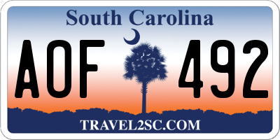SC license plate AOF492