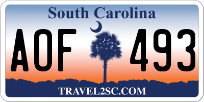 SC license plate AOF493