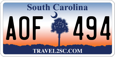 SC license plate AOF494