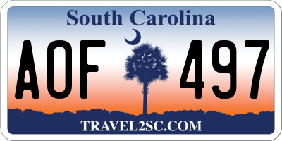 SC license plate AOF497