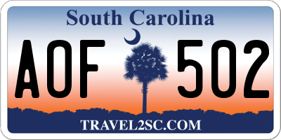 SC license plate AOF502