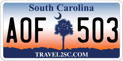 SC license plate AOF503