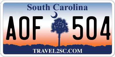 SC license plate AOF504
