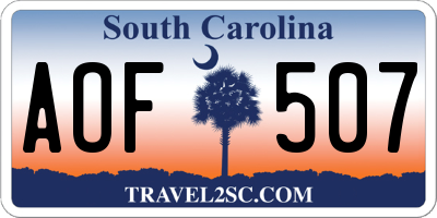 SC license plate AOF507
