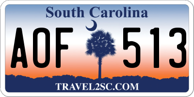 SC license plate AOF513