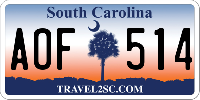 SC license plate AOF514