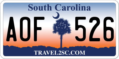 SC license plate AOF526