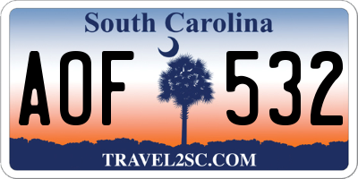 SC license plate AOF532