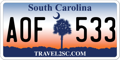 SC license plate AOF533