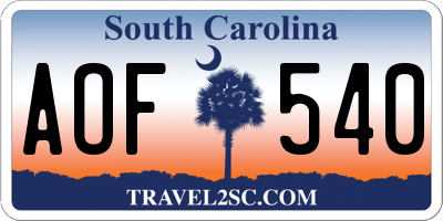 SC license plate AOF540