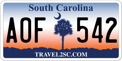 SC license plate AOF542
