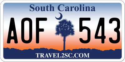 SC license plate AOF543