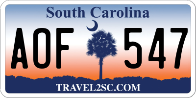 SC license plate AOF547
