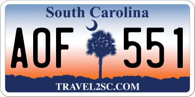 SC license plate AOF551