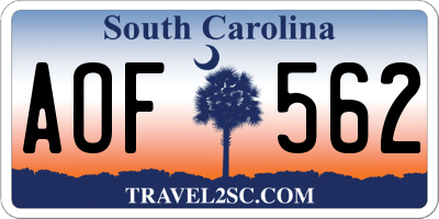 SC license plate AOF562
