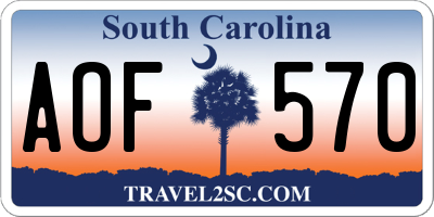 SC license plate AOF570