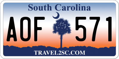 SC license plate AOF571