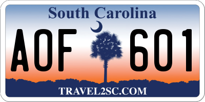 SC license plate AOF601