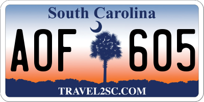 SC license plate AOF605