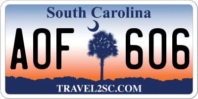 SC license plate AOF606