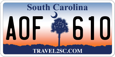 SC license plate AOF610