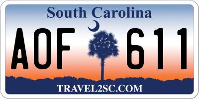 SC license plate AOF611