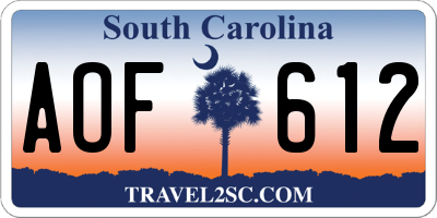 SC license plate AOF612