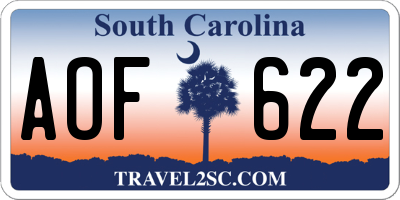 SC license plate AOF622