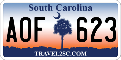 SC license plate AOF623