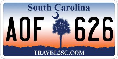 SC license plate AOF626