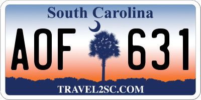 SC license plate AOF631