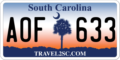 SC license plate AOF633