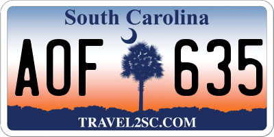 SC license plate AOF635