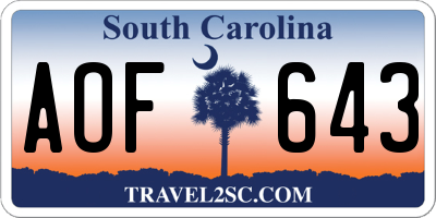 SC license plate AOF643