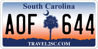 SC license plate AOF644