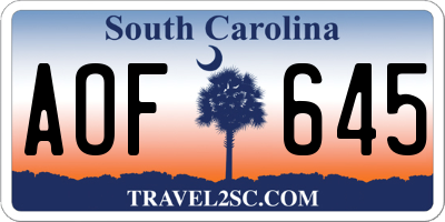 SC license plate AOF645