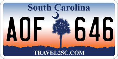 SC license plate AOF646