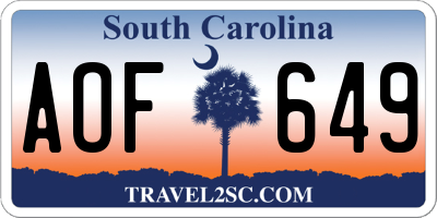 SC license plate AOF649