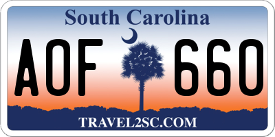 SC license plate AOF660