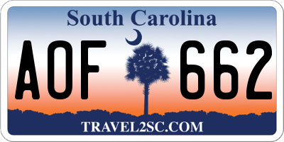 SC license plate AOF662