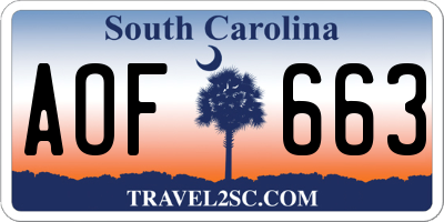 SC license plate AOF663