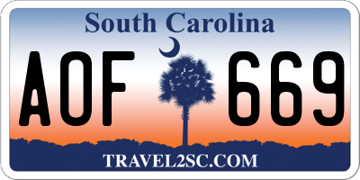 SC license plate AOF669