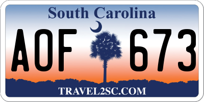 SC license plate AOF673